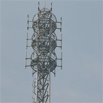 Konfigurowalna 3-nożna stalowa wieża rurowa przeznaczona do zewnętrznych instalacji monitoringu telekomunikacyjnego i instalacji bezpieczeństwa