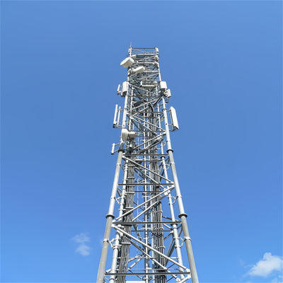Trzy nogi samodzielnie podtrzymująca wieża telekomunikacyjna kątowa stalowa wąska baza 45m 50m 55m 60m 65m