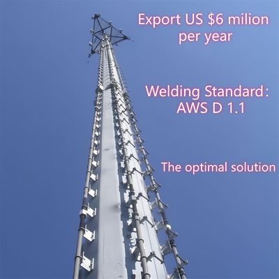 Single Tube Monopole Tower Carbon Steel 25m LTE Network Rural Areas Weatherproof