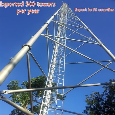 Trójrurowa wieża telekomunikacyjna ze stali węglowej 33m LTE Sygnał Obszary wiejskie Odporna na wiatr
