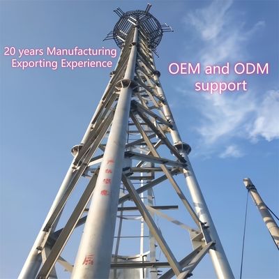 Trójrurowa wieża telekomunikacyjna ze stali węglowej 33m LTE Sygnał Obszary wiejskie Odporna na wiatr
