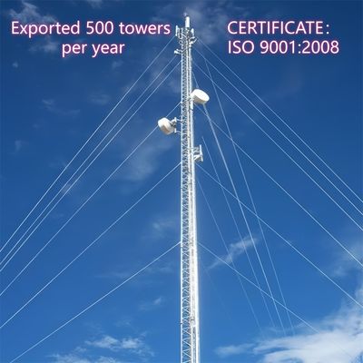 Guy Rope Cell Tower Wysokiej wytrzymałości stal 35m Sieć mobilna Strefy podmiejskie