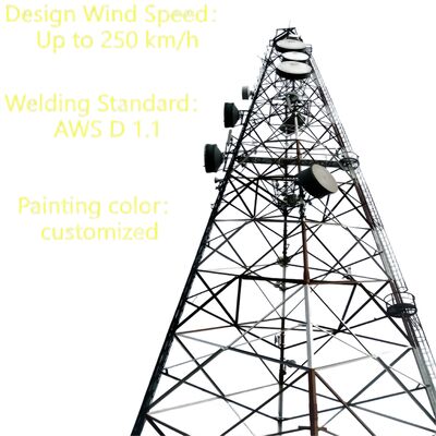 3 nogi Tubularne stalowe bezszwowe 20 30 40M Galwanizowane 5G GSM Cdma Isp Telecom Tower