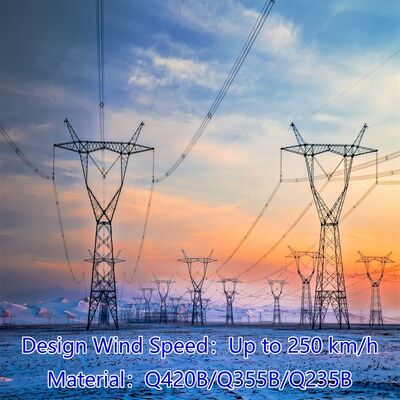High Voltage 220KV 500KV Galvanized Angle Steel Power Transmission Tower Suspension Utility Pole