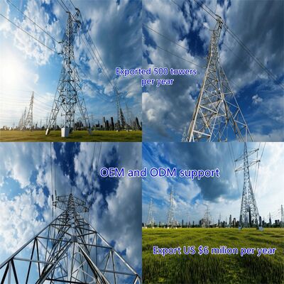 High Voltage 220KV 500KV Galvanized Angle Steel Power Transmission Tower Suspension Utility Pole
