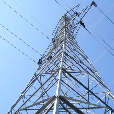 33KV 110KV Gorąco pogalwanizowane stalowe kratownicze wieże przesyłowe podwójny obwód słup sieci elektrycznej