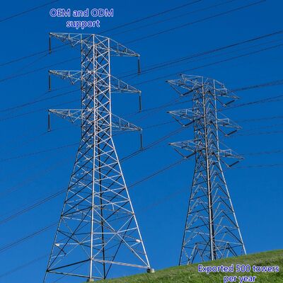 33KV 110KV Gorąco pogalwanizowane stalowe kratownicze wieże przesyłowe podwójny obwód słup sieci elektrycznej