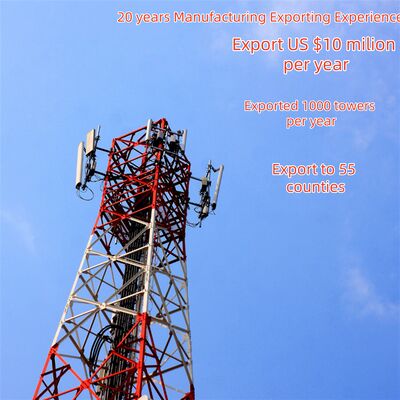 4-nożna, kątowa wieża stalowa zaprojektowana zgodnie ze standardami ANSI TIA i EN, oferująca wsparcie dla projektów telekomunikacyjnych i energetycznych