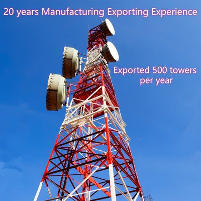 4-nożna, kątowa wieża stalowa zaprojektowana zgodnie ze standardami ANSI TIA i EN, oferująca wsparcie dla projektów telekomunikacyjnych i energetycznych