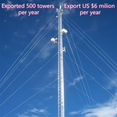 Maszt stalowy z odciągami odporny na tajfuny do komunikacji 5G, zgodny ze standardami ANSI TIA 222 G H F i EN 1991 1 4, zapewniający wsparcie dla wysokich, smukłych konstrukcji