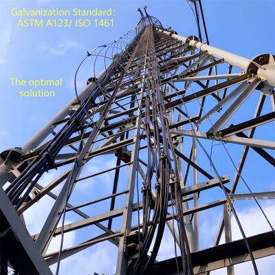 55M Weatherproof 3 Legged Tubular Steel Tower with High Impact Strength for Telecom Microwave and Security Installations