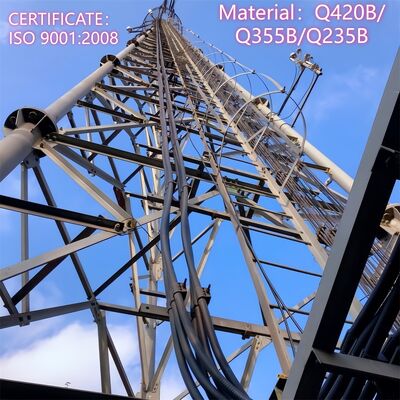 Konfigurowalna 3-nożna stalowa wieża rurowa przeznaczona do zewnętrznych instalacji monitoringu telekomunikacyjnego i instalacji bezpieczeństwa