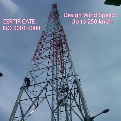 Wytrzymała wieża z rur stalowych na 3 nogach, ocynkowana, samonośna maszt telekomunikacyjny do zastosowań zewnętrznych w kuchence mikrofalowej 5G 4G