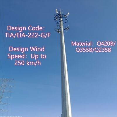 20M 30M IP68 Uszczelniona wieża monopolowa odporna na korozję dla przybrzeżnych obszarów mgły solnej