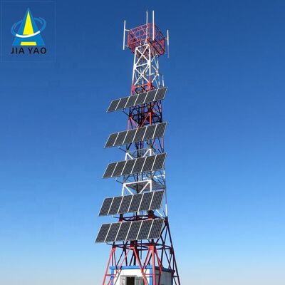 15 22 38M 4-nożna, kątowa wieża telekomunikacyjna poza siecią, ze stali ocynkowanej i baterią podtrzymującą do komunikacji awaryjnej