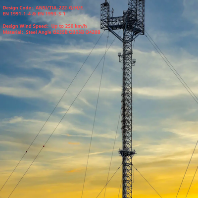 42 45M Q355 Stalowa wieża antenowa z odciągami Szybkie wdrożenie do zdalnej telekomunikacji w kopalniach