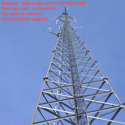 44 m 54 m 66 m 74 metry 3-rurowa wieża telekomunikacyjna ocynkowana ogniowo do koncentratora terminala autobusowego 5G