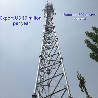 30M Q355 Stalowa wieża telekomunikacyjna z 3 rurami Kompaktowa obudowa dla stacji komunikacyjnej