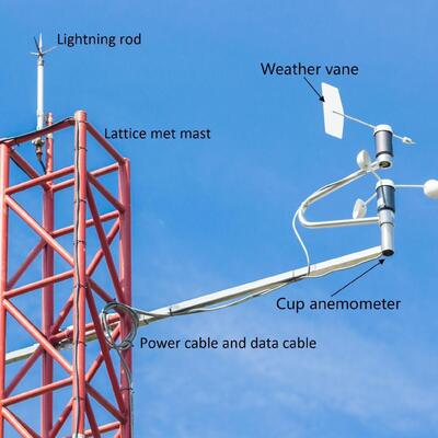 Precyzyjna, ocynkowana wieża anemometryczna o długości 60 m do oceny zasobów farm wiatrowych z wielopoziomowymi wspornikami czujników i zabezpieczeniami zapobiegającymi wspinaniu się