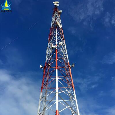 Precyzyjna wieża kratowa z rur stalowych z trzema nogami do stacji bazowej 4G 5G 20 m 30 m 45 m 60 m Odporny na wiatr maszt telekomunikacyjny ocynkowany ogniowo