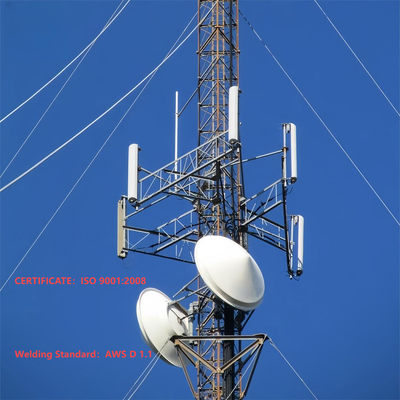 Bardzo wysoka wieża z odciągami do radiofonii i telewizji dalekiego zasięgu Wytrzymały maszt kratowy ANSI/TIA-222 z systemem kotew ze stali hartowanej