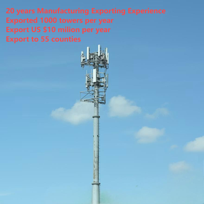 Przemysłowa jednobiegunowa wieża telekomunikacyjna o wysokości 20–40 m z wewnętrzną drabiną wspinaczkową i platformą konserwacyjną dla stacji bazowej Urban Smart City
